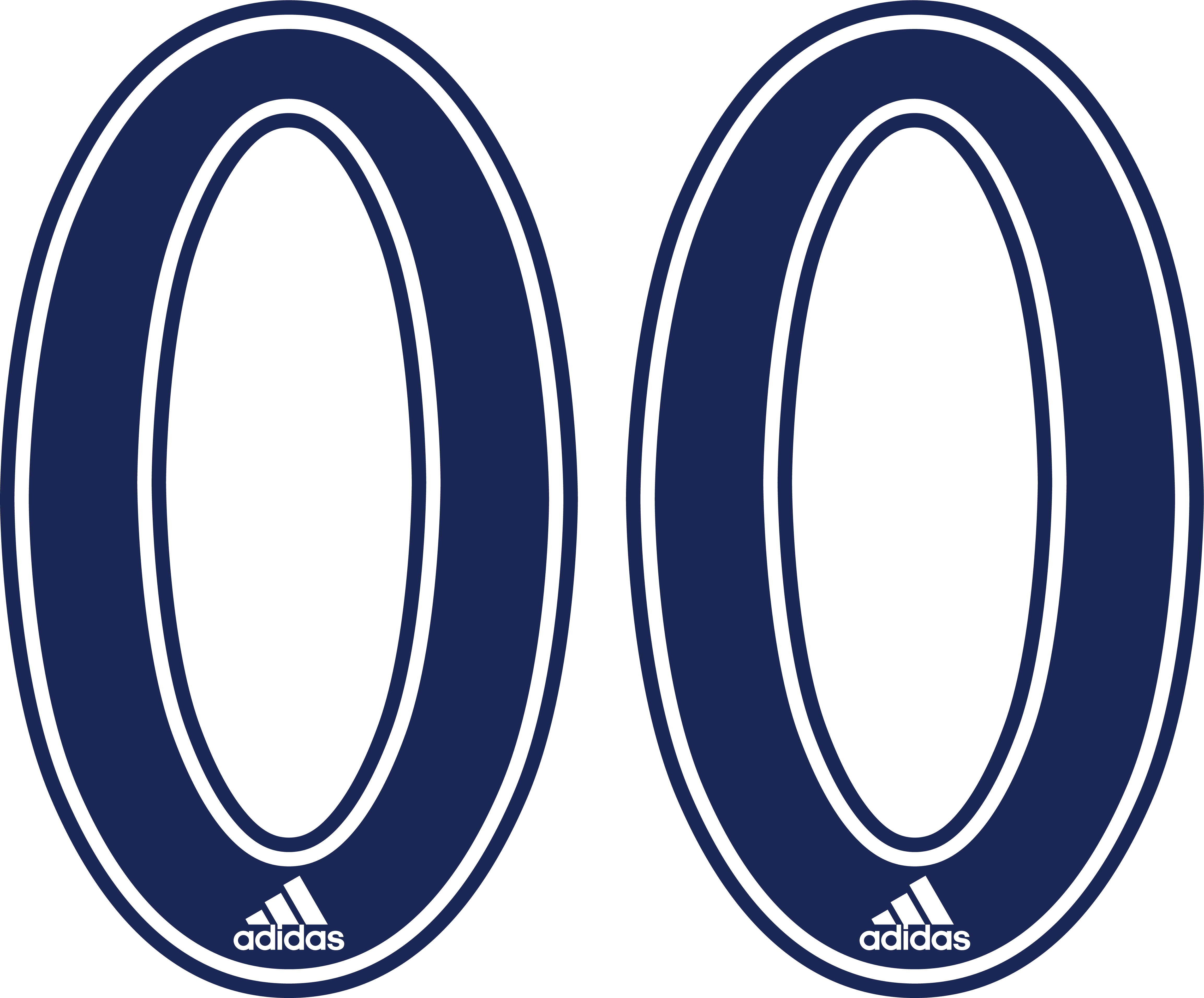 Two large navy blue jersey numbers "00" with white outlines and a small white Adidas logo at the bottom of each digit.