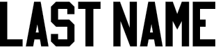 Bold black all-caps text reading "LASTNAME" with a blocky 3D shadow effect on a gray horizontally-striped background.