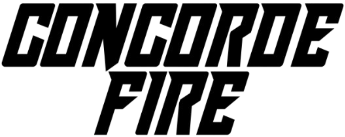 A black stylized text logo reading "CONCORDE FIRE" in a bold, italicized, blocky font, with the word "CONCORDE" stacked on top of "FIRE."