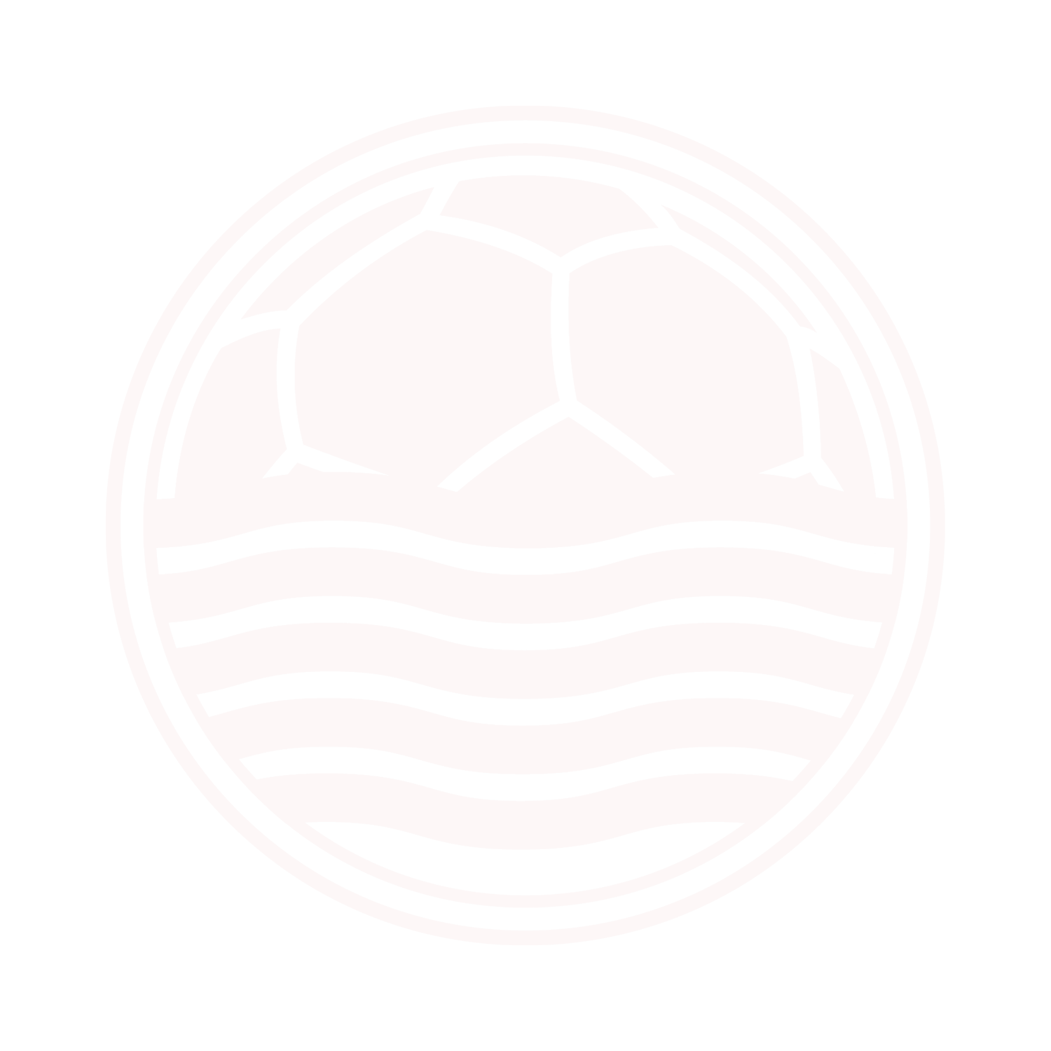A stylized black and white circular emblem of a soccer ball above wavy lines representing water.