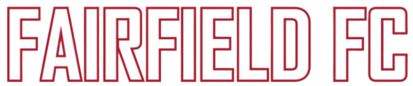 The text "FAIRFIELD FC" in a bold, condensed white font with a thick maroon outline.