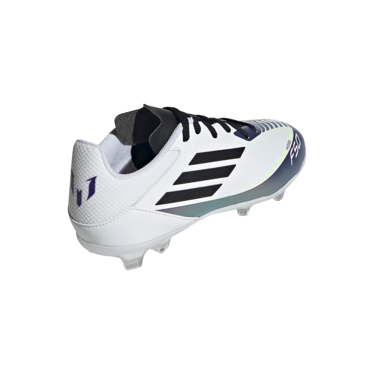 (ADID-IE9089) Chaussures de football pour jeunes Adidas F50 League Messi pour terrain sec [FTWWHT/CBLACK/UNIPUR] (Lancement le 10/10/24)