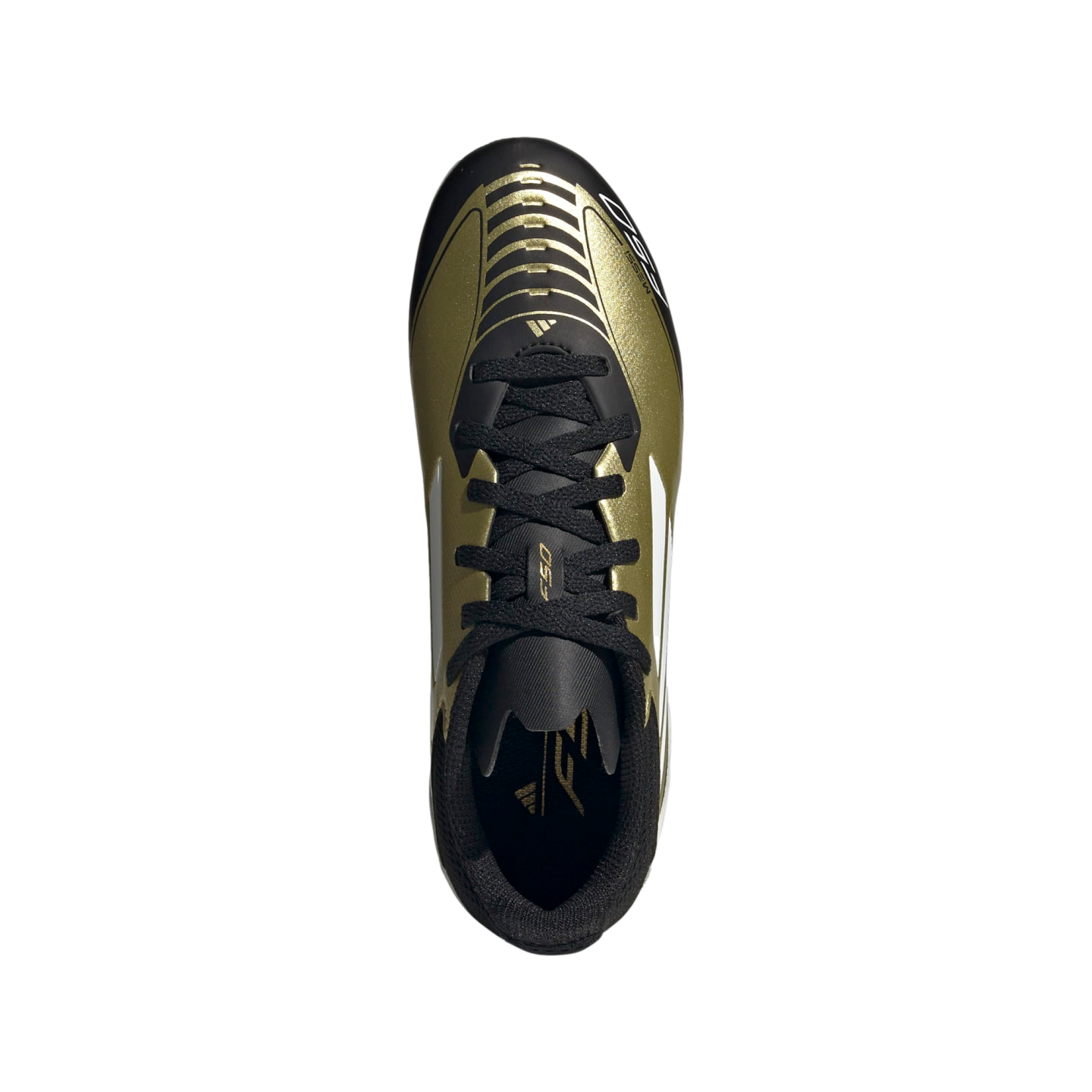 (ADID-IF6919) Zapatos para terreno firme juvenil Adidas F50 League Messi [GOLDMT,FTWWHT,CBLACK] (Lanzamiento 20/06/24)
