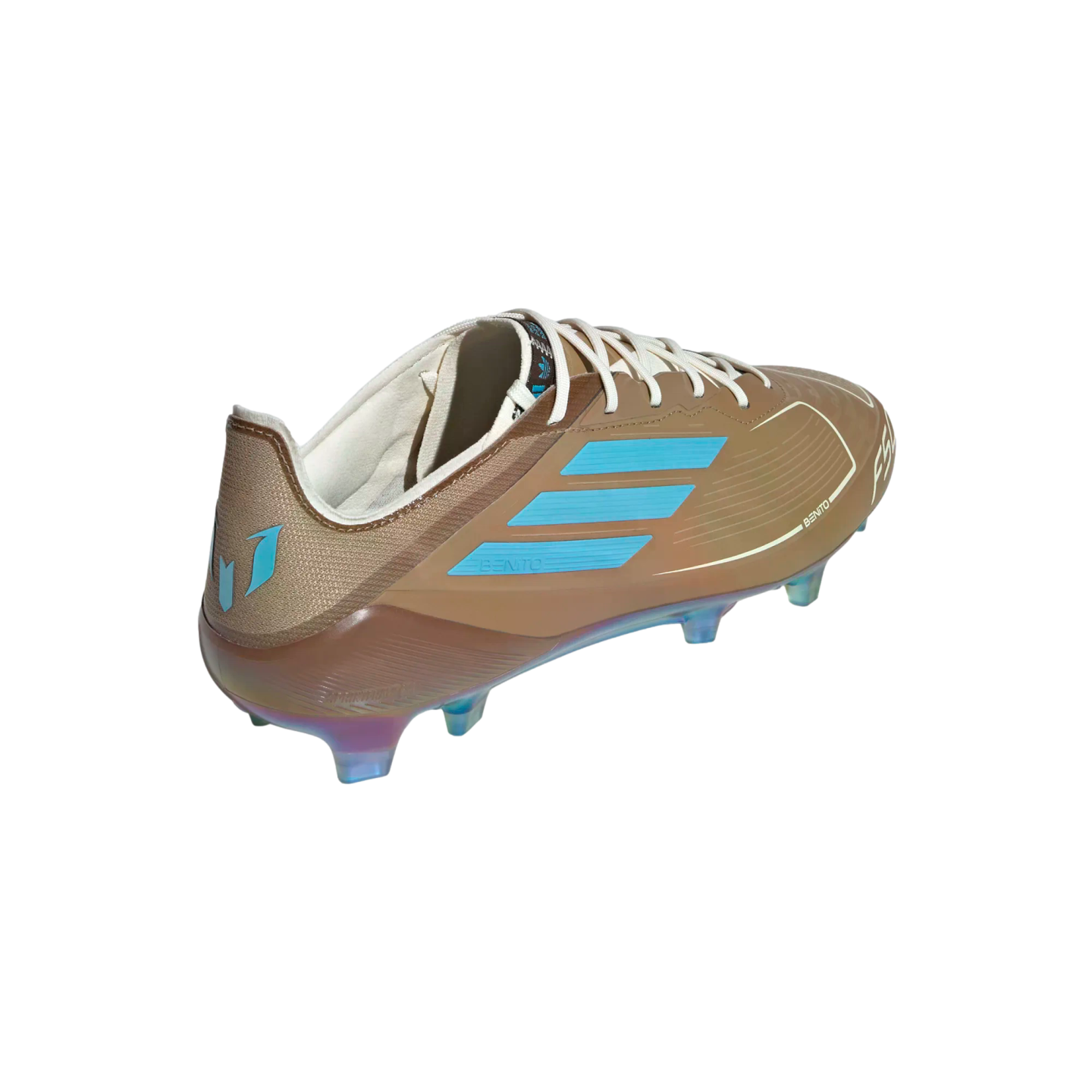 (ADID-IH7336) Chaussures de football à crampons pour terrain sec Adidas F50 Messi Elite Leo x Bad Bunny [CARDBO, CREWHT, BRCYAN] (Lancement le 10/10/24)