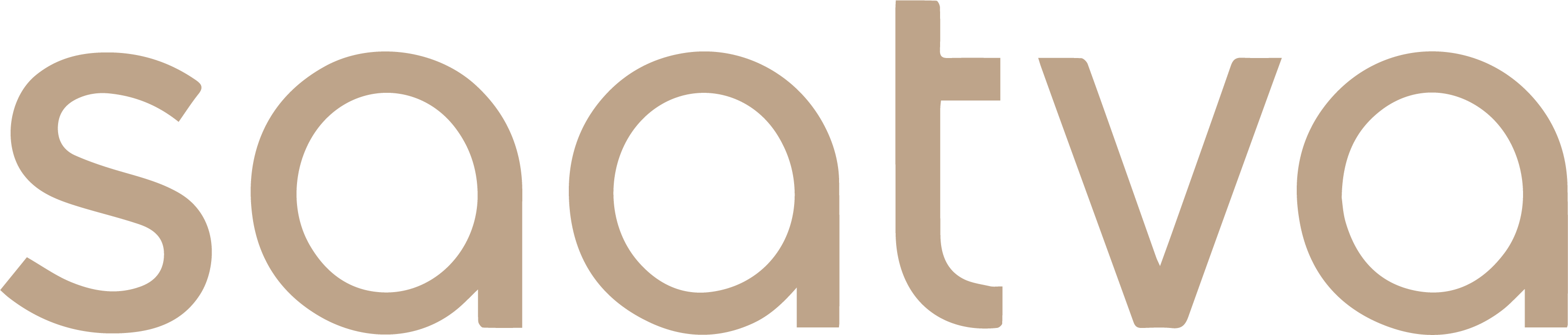 The word "saatva" in a lowercase, beige, sans-serif font.