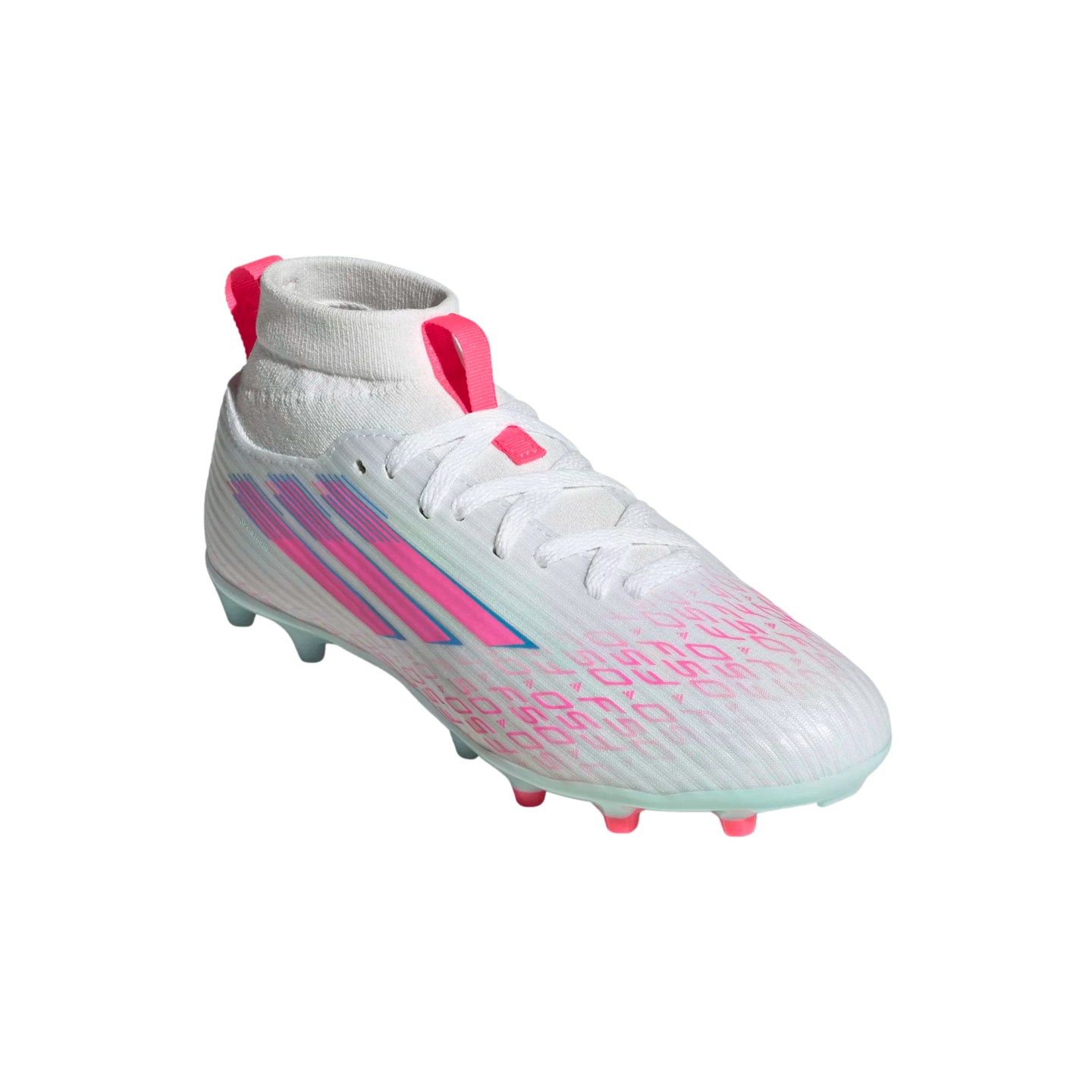 pink and white adidas soccer cleats
