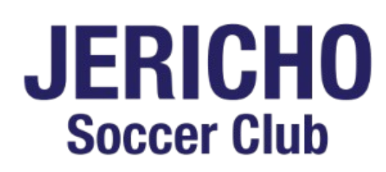 Logo with the text "JERICHO Soccer Club" in dark blue sans-serif font on a white background.