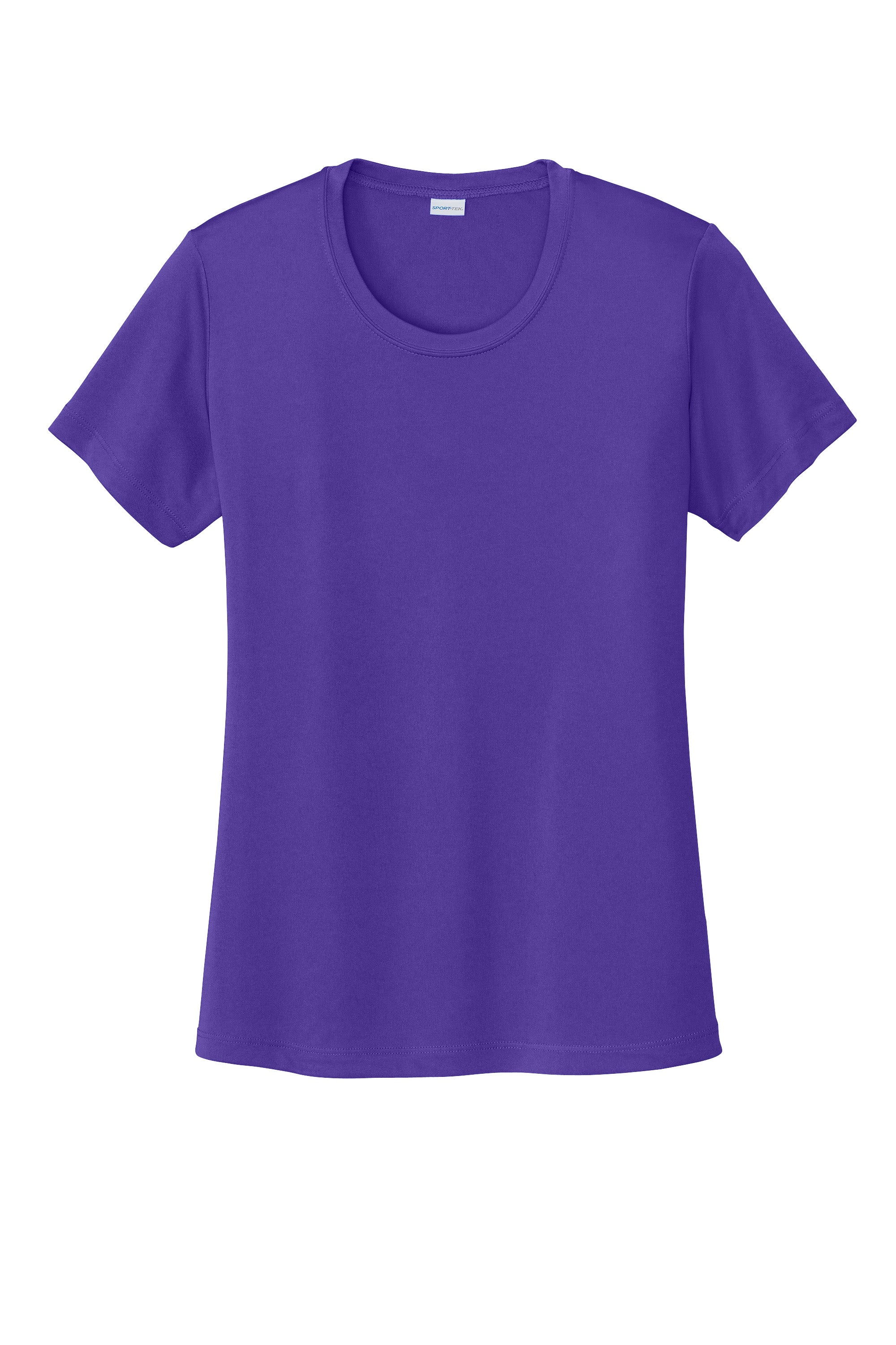 A solid purple short-sleeved t-shirt with a round neckline, shown from the front against a white background.