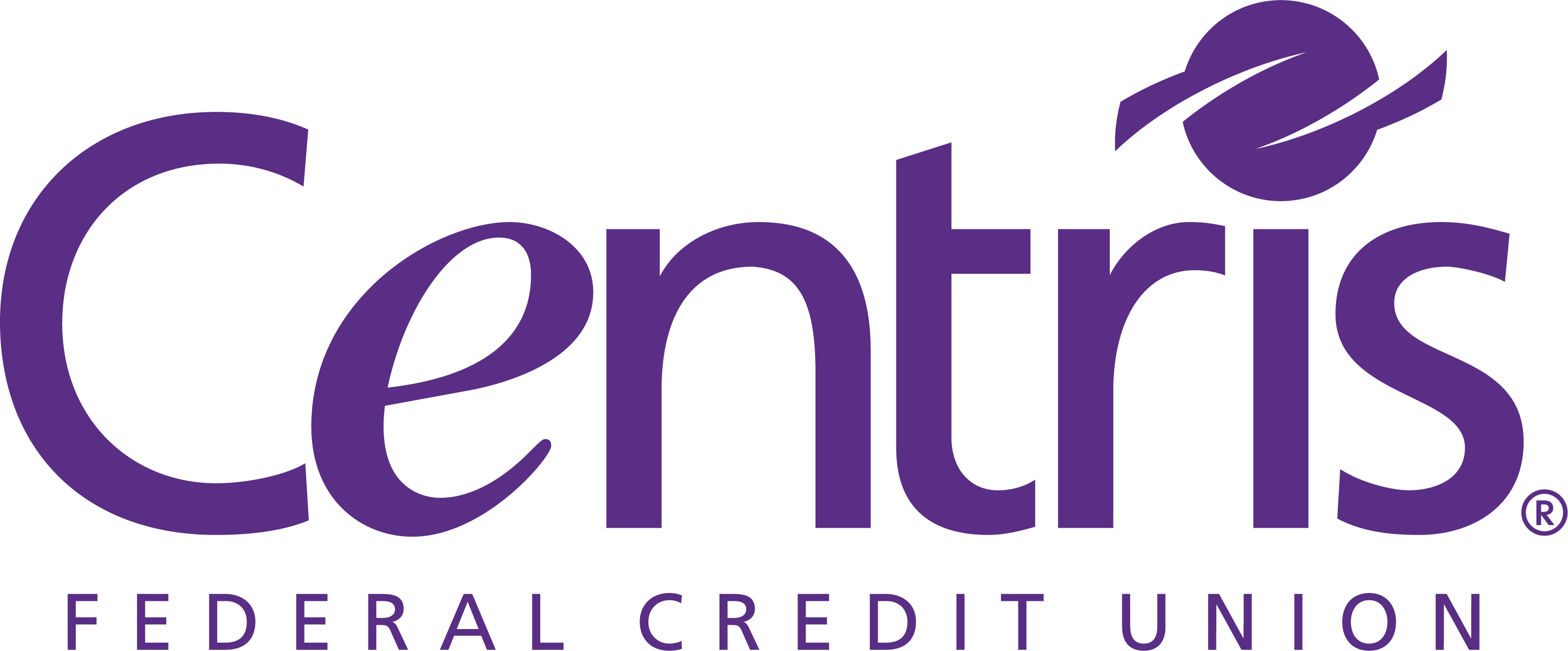Centris Federal Credit Union logo in purple text with a stylized circular icon.