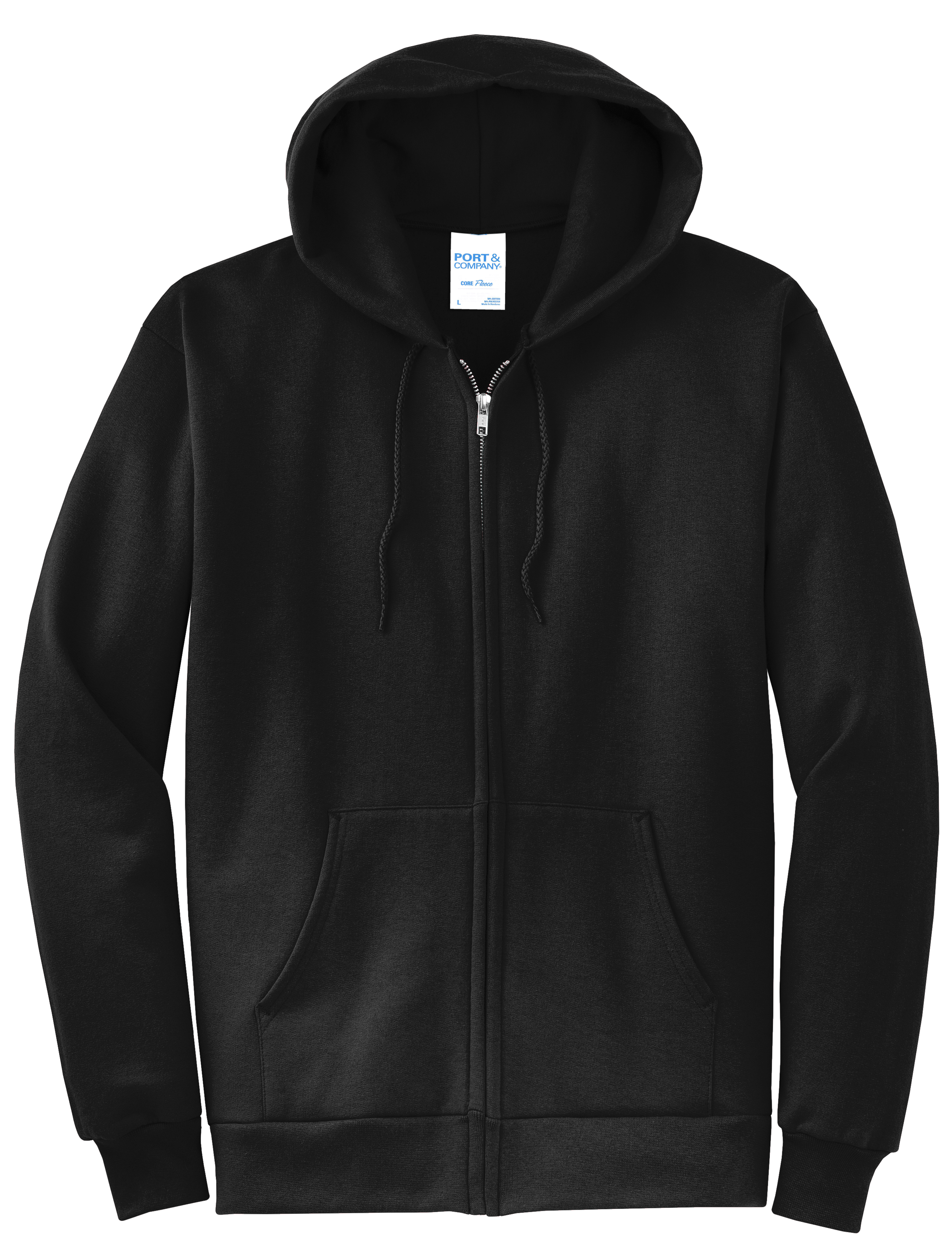 Port & Co Adult Core Fleece Full-Zip Hooded Sweatshirt - Jet Black