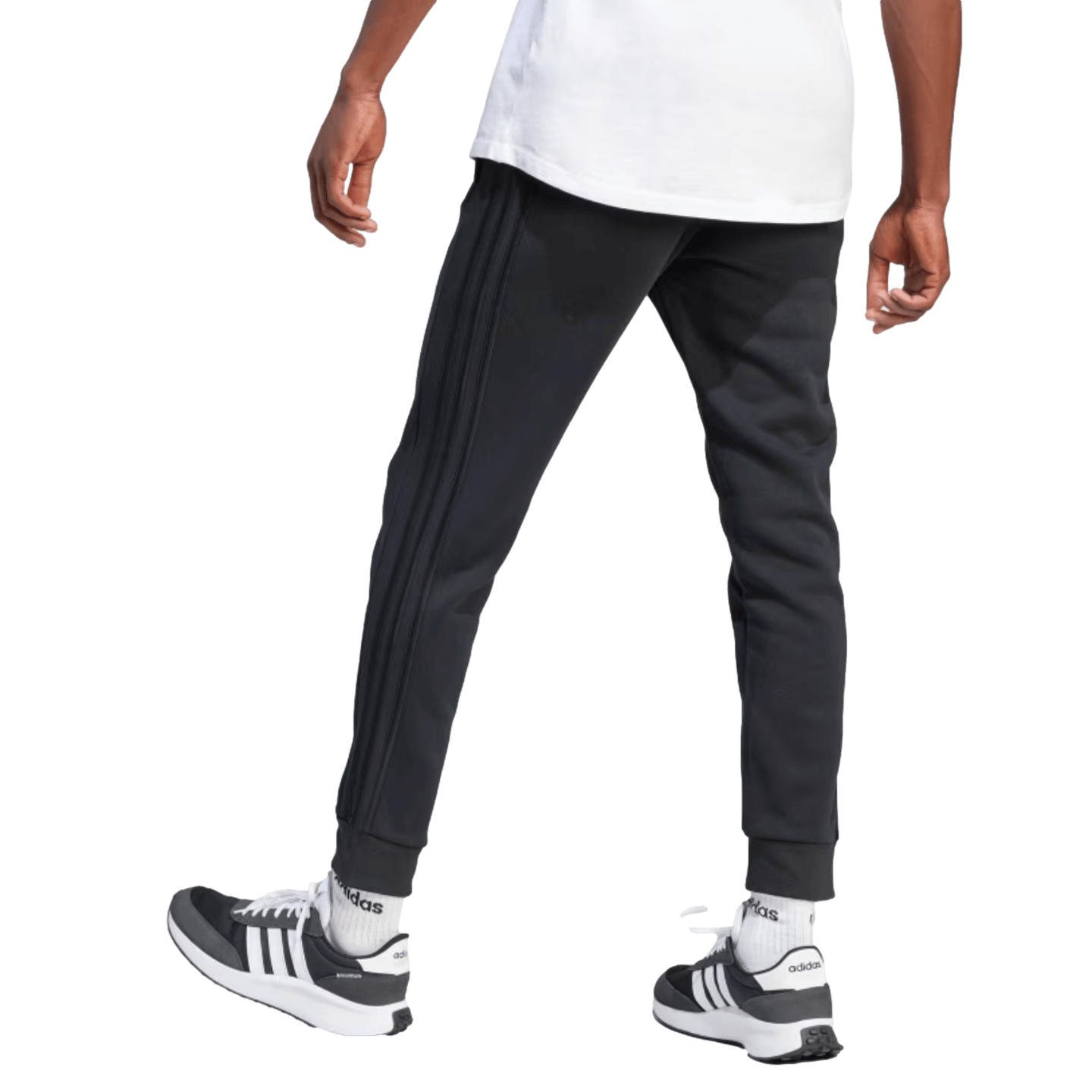Adidas Essentials pantalones de polar con puños cónicos y 3 rayas
