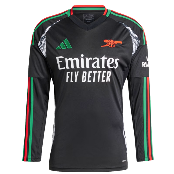 Adidas Arsenal 24/25 Long Sleeve Away Jersey Soccer IS8135 Black
