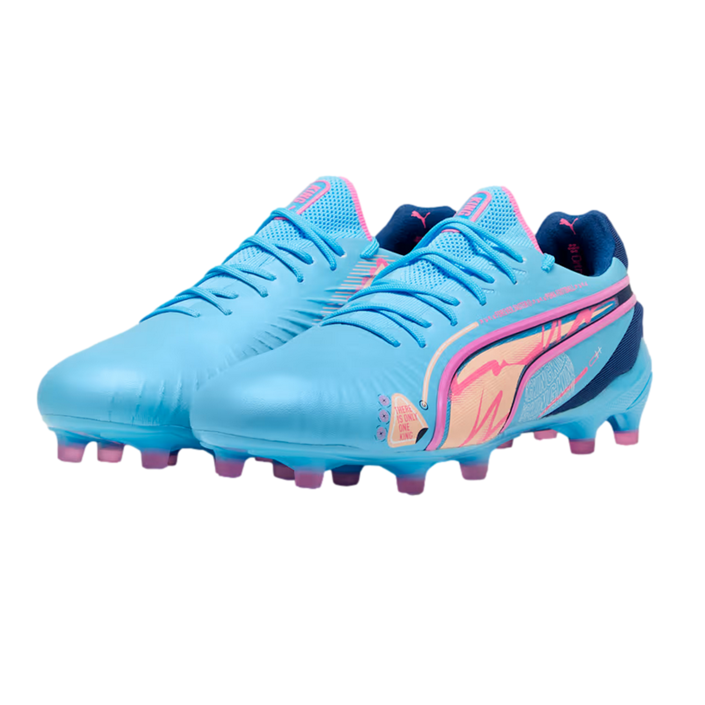 Puma King Ultimate Vol. Up FG AG Firm Ground Soccer Cleats Luminous Blue Pink 10