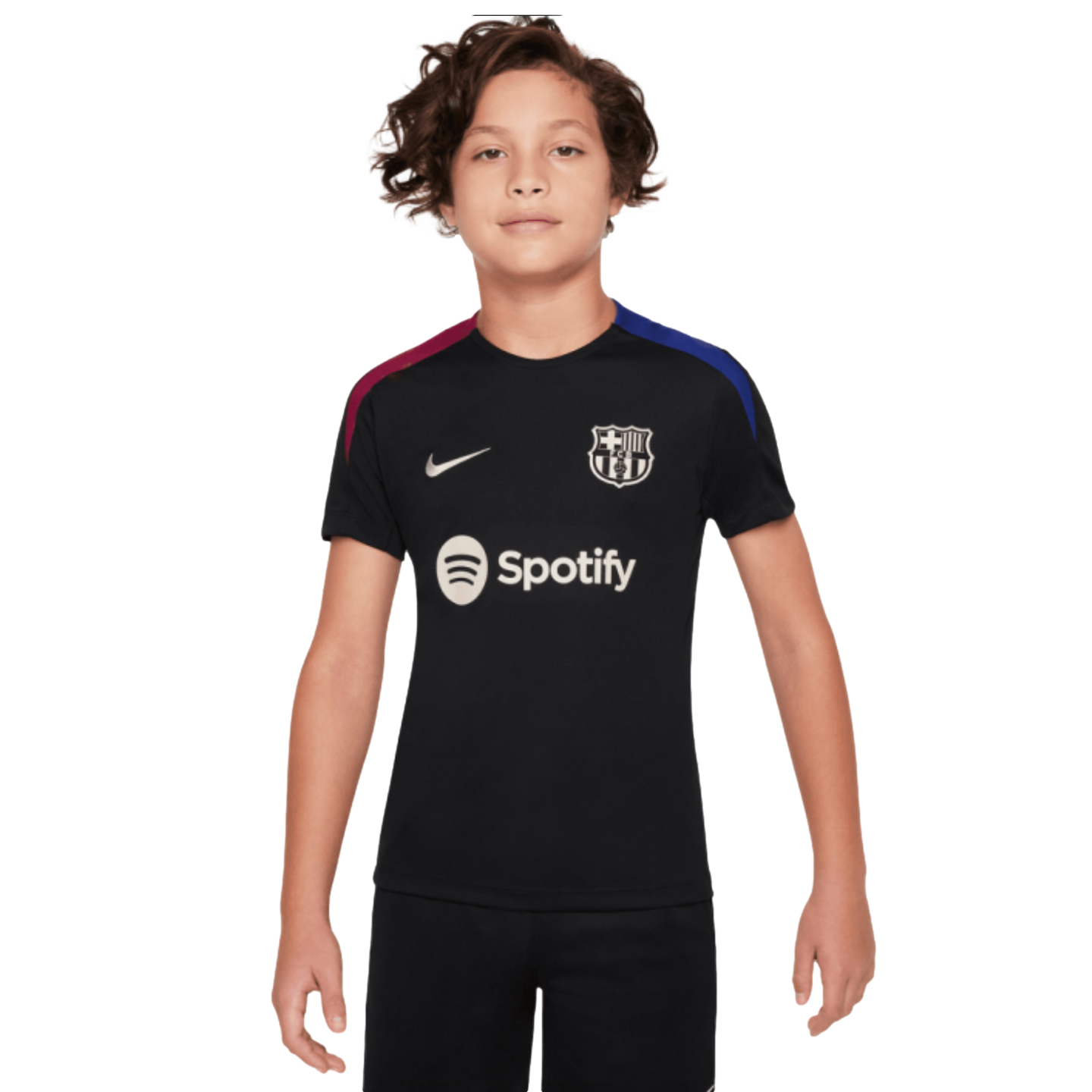 (NIKE-FN9859-011) Maillot d'entraînement Nike Barcelona Strike pour jeunes [NOIR/ROUGE NOBLE/BRN OREWOOD LT] (Lancement le 23/07/24)