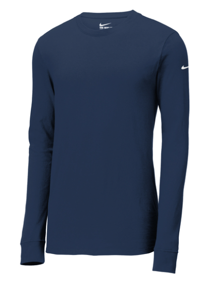 Nike Dri-Fit Cotton/Poly Long Sleeve Tee - Navy NKBQ5230-SM