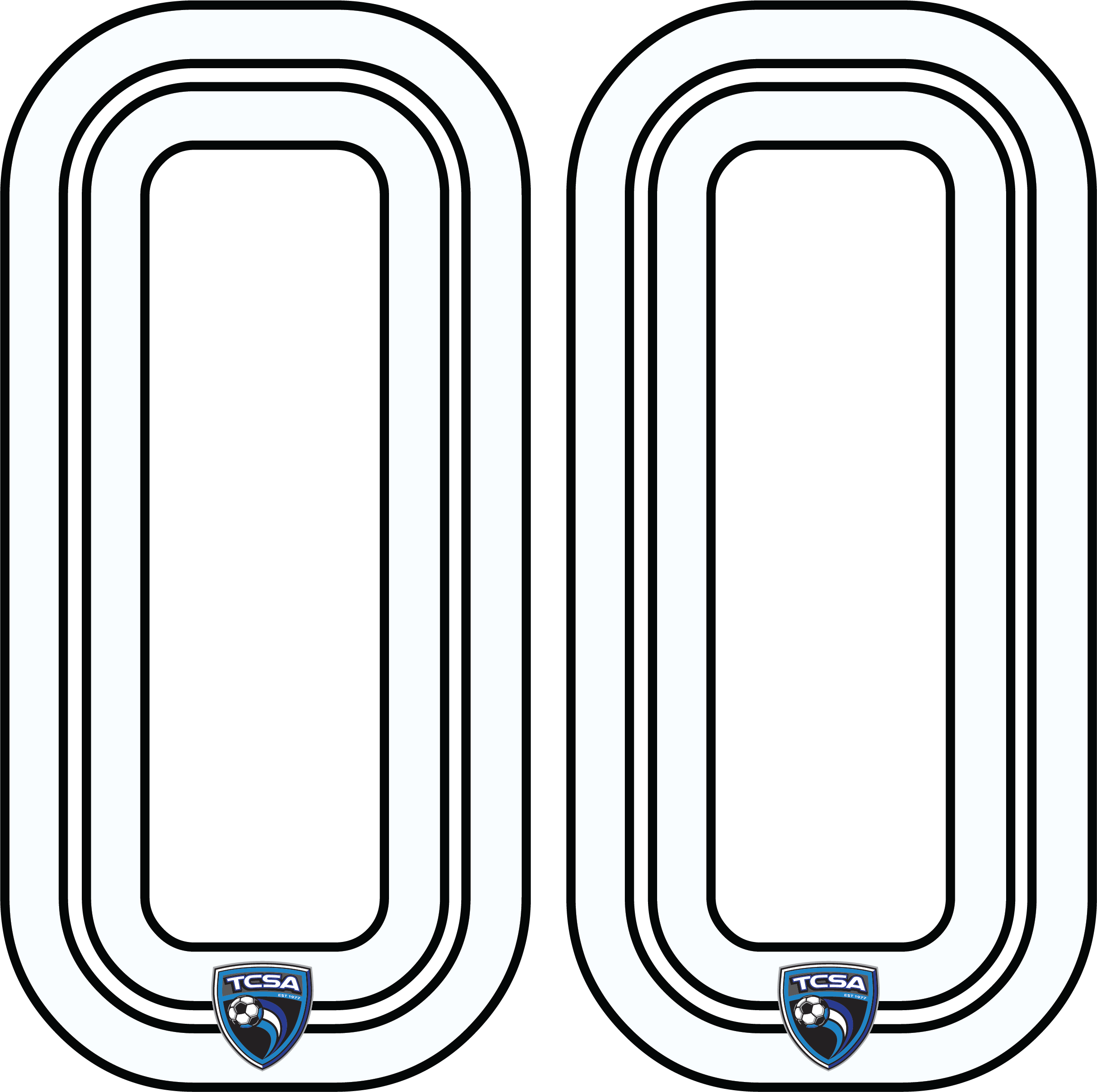 TCSA Numbers 9in White/Black