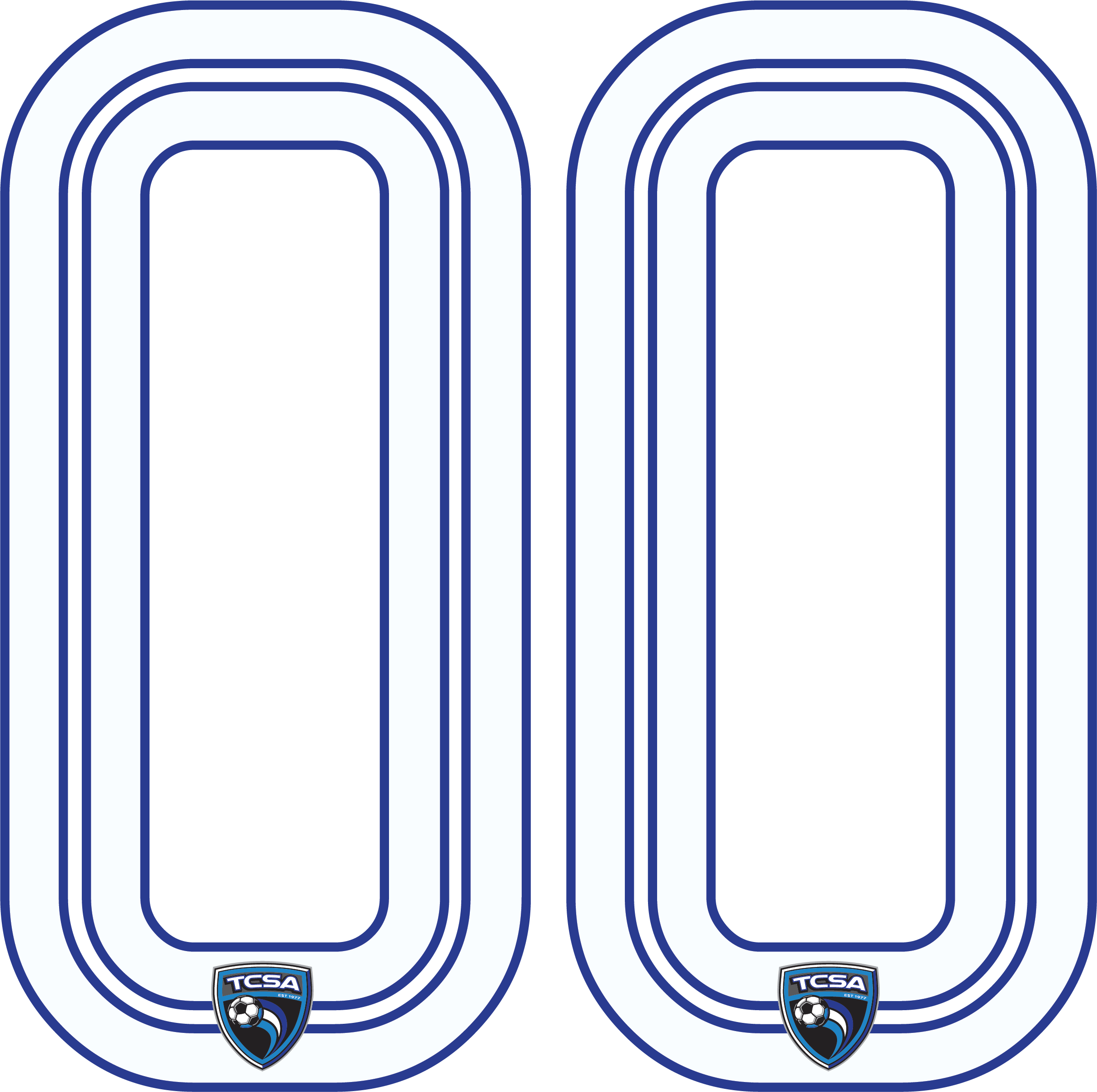 TCSA Numbers 9in White/Royal
