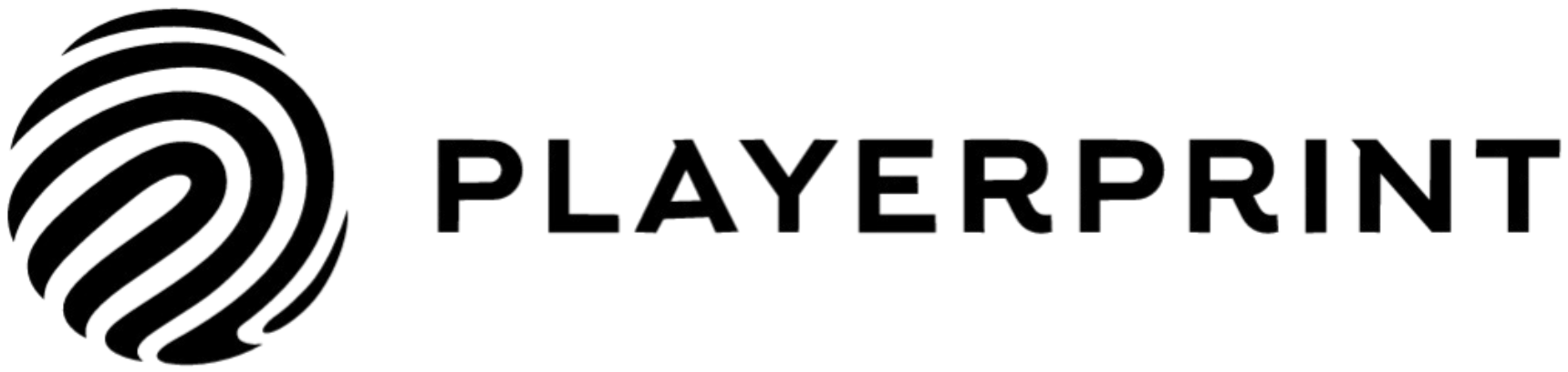 PLAYERPRINT logo featuring a circular icon resembling a fingerprint next to the brand name in bold, black capital letters.