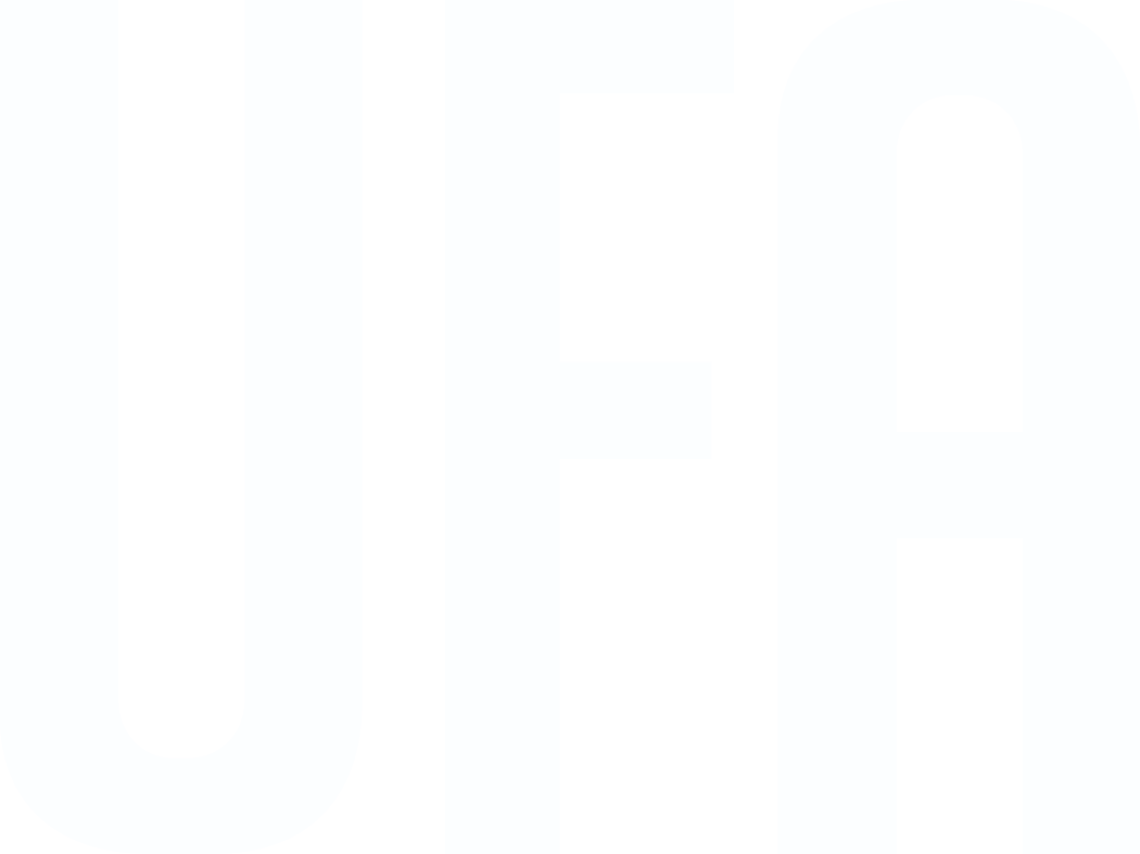 Bold white letters spelling "UFA" on a solid black background.