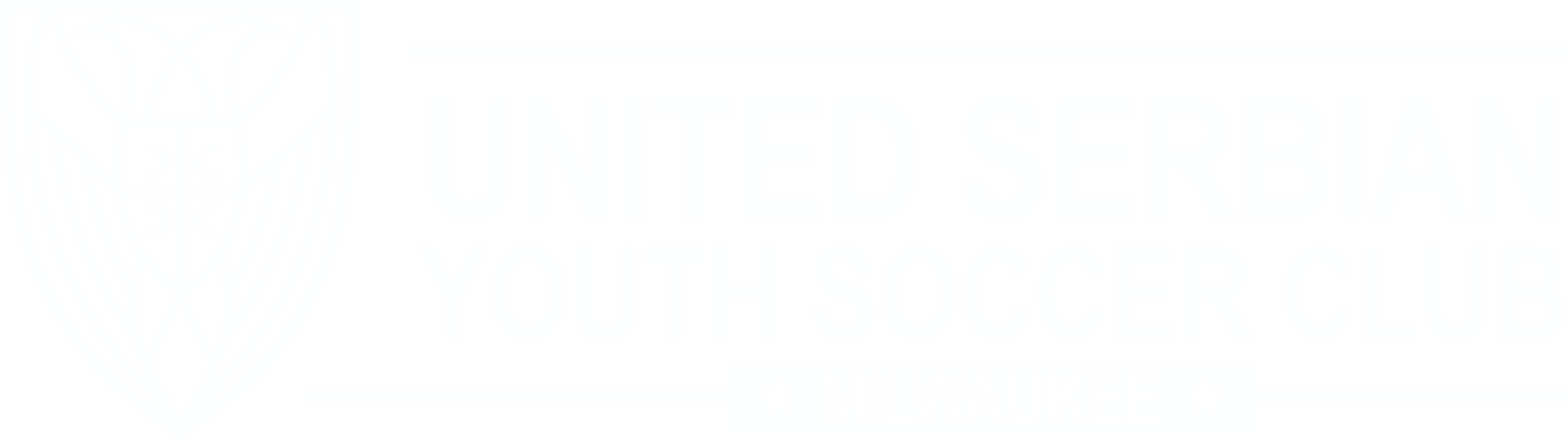 Logo for the United Serbian Youth Soccer Club of Milwaukee, featuring a stylized Serbian eagle crest on the left and the club's name in bold white text.