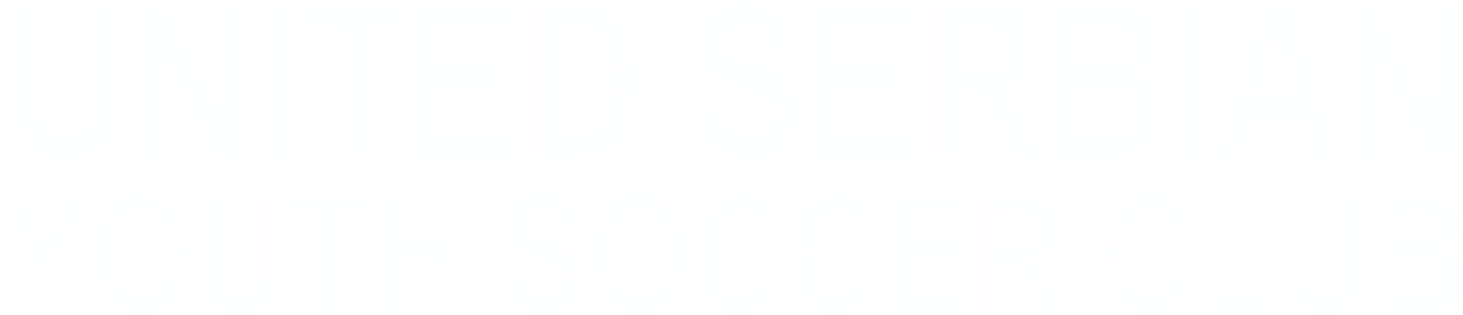 Bold white text on a black background reads "UNITED SERBIAN YOUTH SOCCER CLUB".