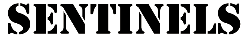 A bold, black stencil-style font displays the word "SENTINELS" against a plain white background.