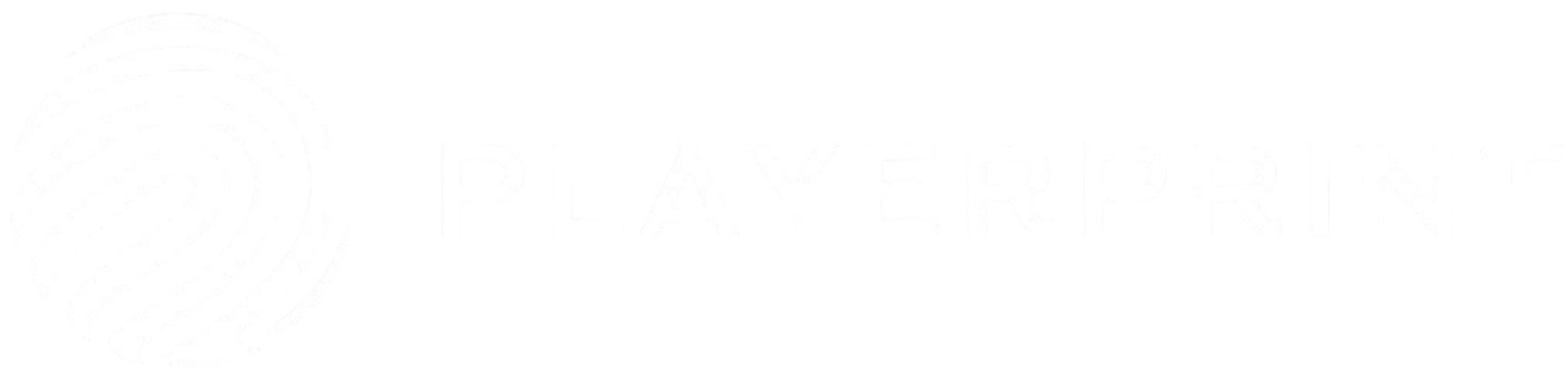 PlayerPrint logo featuring a white stylized fingerprint icon and the word "PLAYERPRINT" in bold capital letters on a black background.