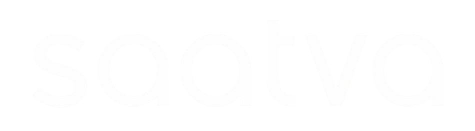 The word "saatva" in white, lowercase, sans-serif font on a solid black background.