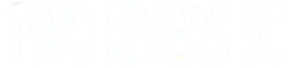 Logo featuring the text "TWO RIVERS SC" in a bold, white, hand-drawn font on a solid black background.