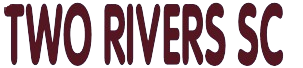 Logo featuring the text "TWO RIVERS SC" in a dark maroon, bold, rounded typeface.