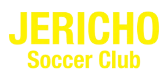 The words "JERICHO Soccer Club" in bold yellow text on a black background.