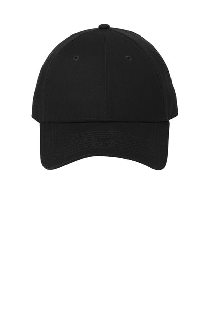 A front-facing view of a plain New Era Adjustable Structured Hat in black.
