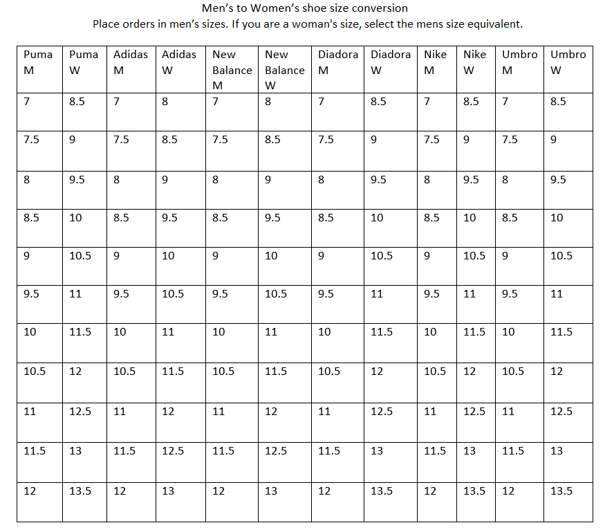nike soccer cleats size chart